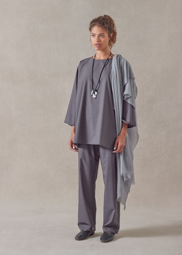 eskandar tropical wool boat neck top - long