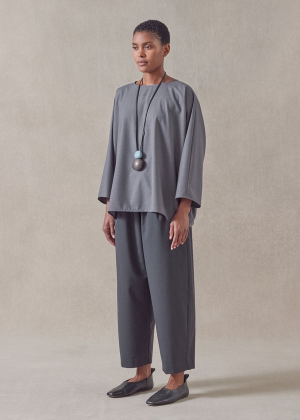 eskandar tropical wool boat neck top - mid