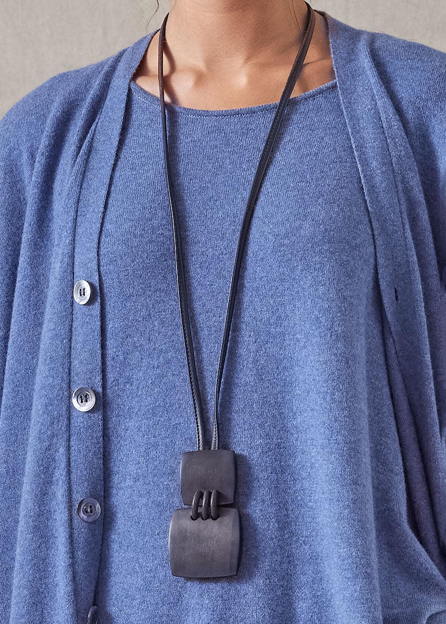 Eskandar Two Piece 'stitched' Wooden Pendant