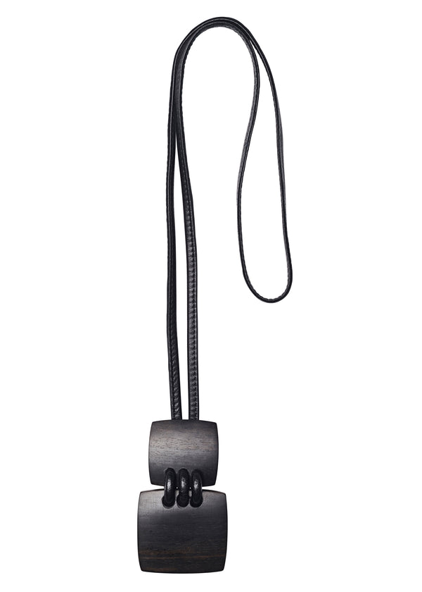 eskandar two piece 'stitched' wooden pendant