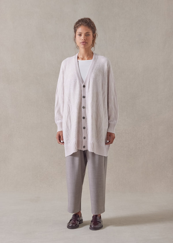 Eskandar Wide V-neck Cardigan - Long Plus