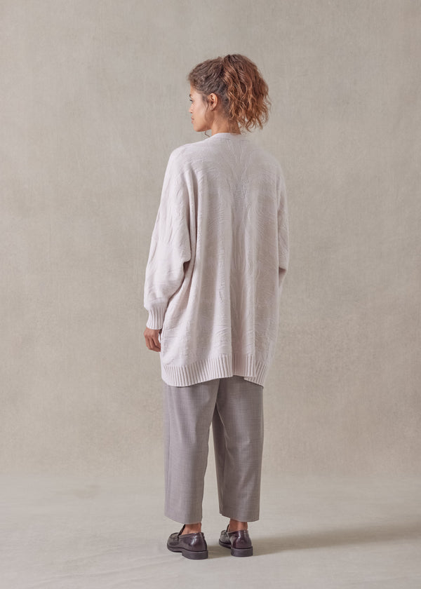 Eskandar Wide V-neck Cardigan - Long Plus