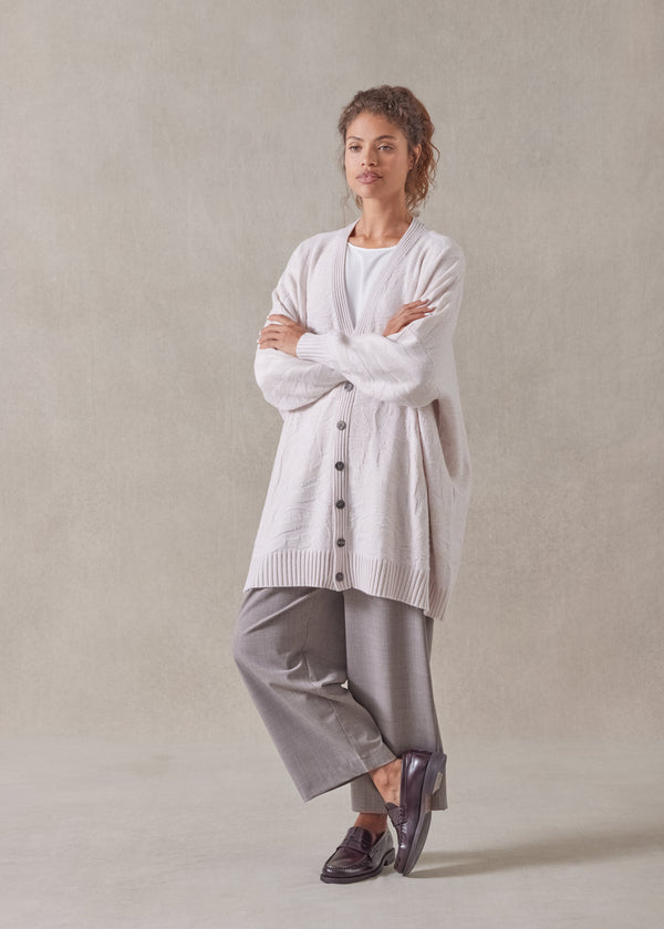 eskandar wide v-neck cardigan - long plus