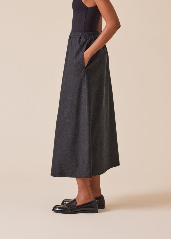 Eskandar Wool Cashmere Mix A-line Skirt