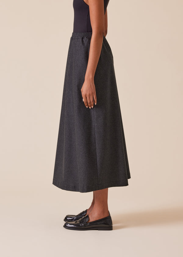 Eskandar Wool Cashmere Mix A-line Skirt