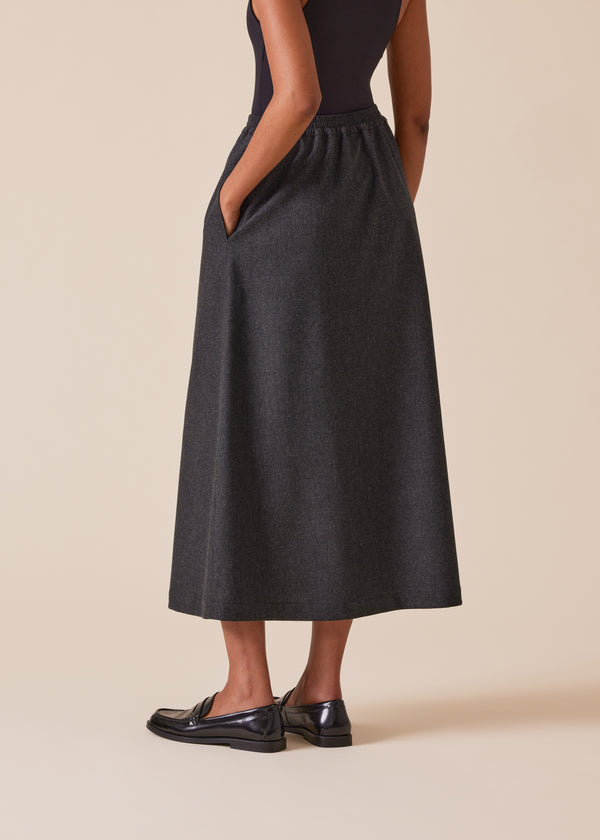 Eskandar Wool Cashmere Mix A-line Skirt