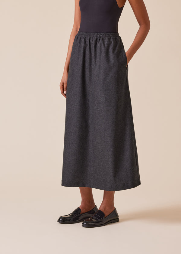eskandar wool cashmere mix A-line skirt