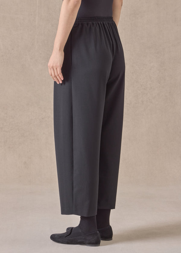 Eskandar Wool Cropped Flat Front Pleated Trouser