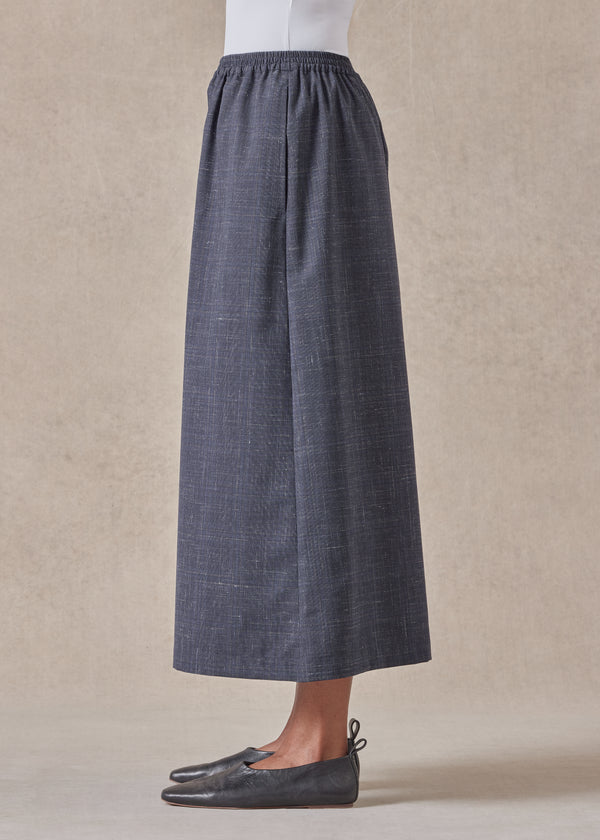 Eskandar Wool Linen Flared Culotte