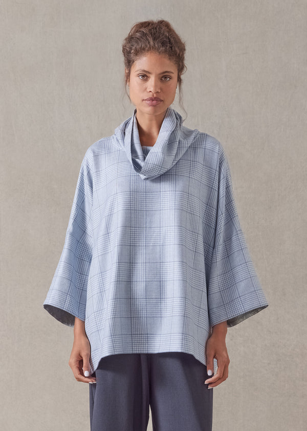 Eskandar Wool Mix Sloped Shoulder Monks Top - Long