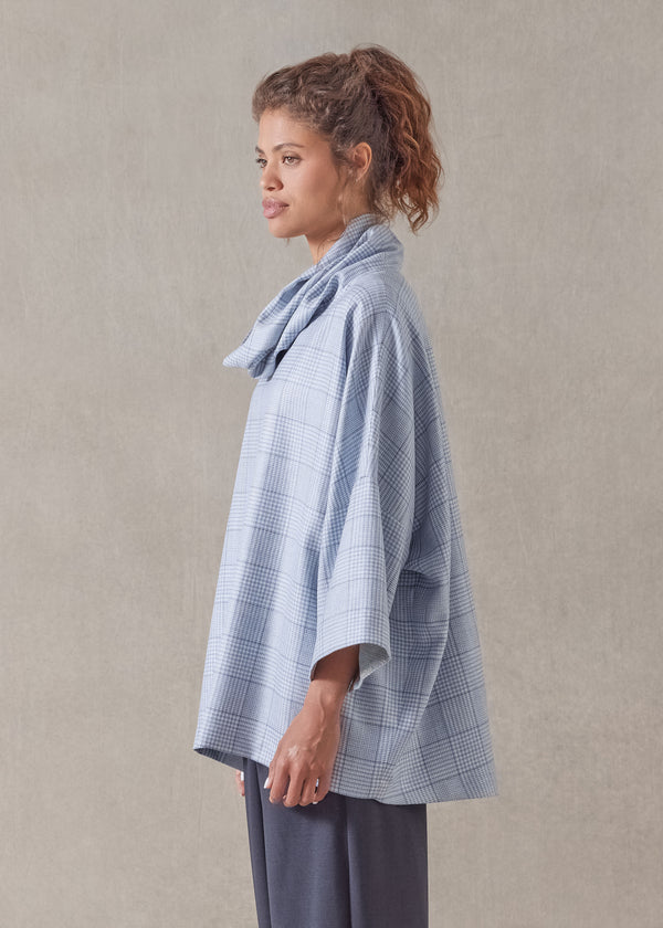 Eskandar Wool Mix Sloped Shoulder Monks Top - Long