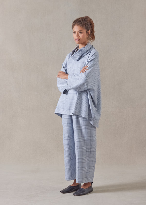 eskandar wool mix sloped shoulder monks top - long