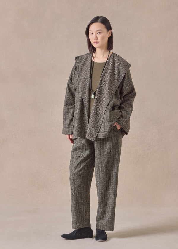 Eskandar Wool Silk Mix Small Jacket Coat - Mid Plus