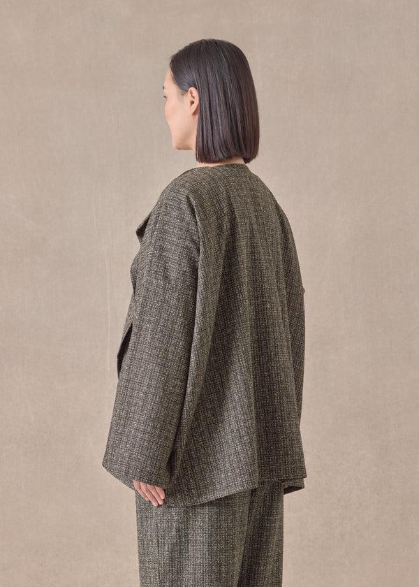 Eskandar Wool Silk Mix Small Jacket Coat - Mid Plus