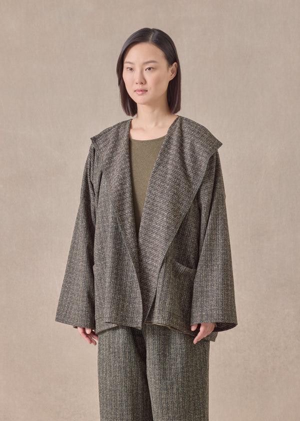 eskandar wool silk mix small jacket coat - mid plus