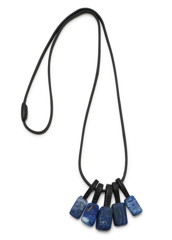 eskandar five piece leather strung lapis lazuli necklace