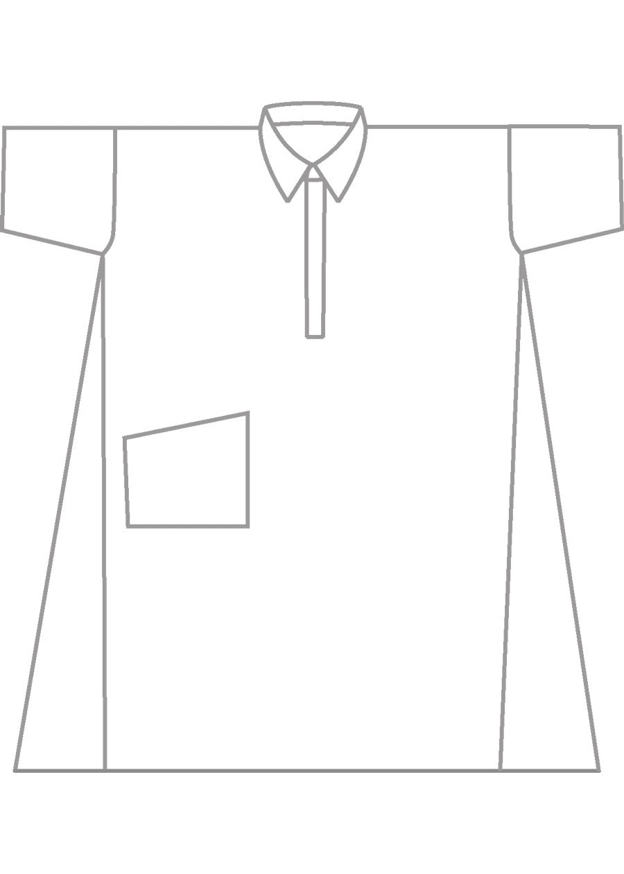 Eskandar Linen Angle To Front Side Seam Short Sleeve Dress With Collar