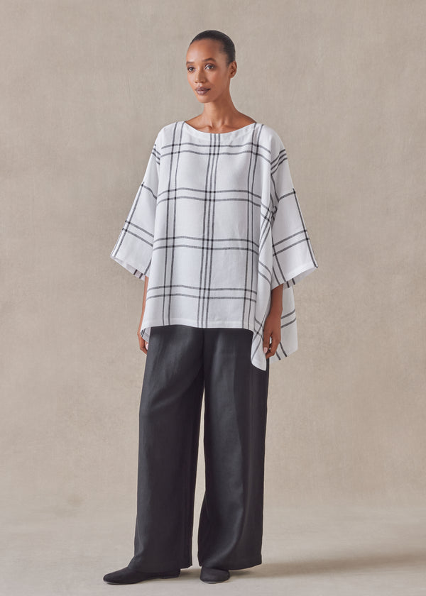 eskandar linen dps scoop neck 3/4 sleeve top - mid plus