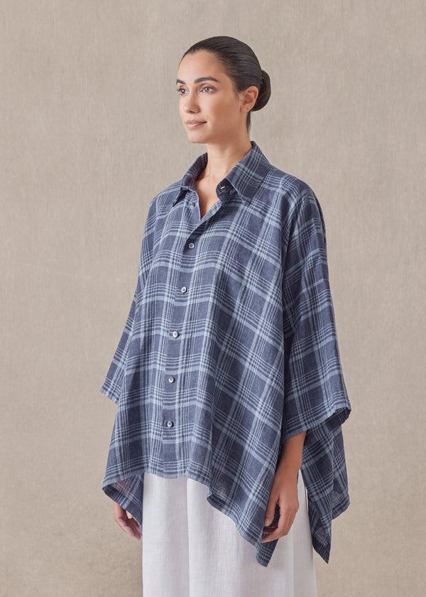 Eskandar Linen Dps Short Sleeve Shirt With Collar - Mid Plus