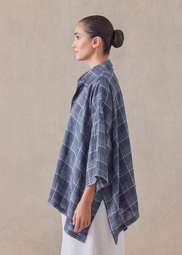 Eskandar Linen Dps Short Sleeve Shirt With Collar - Mid Plus