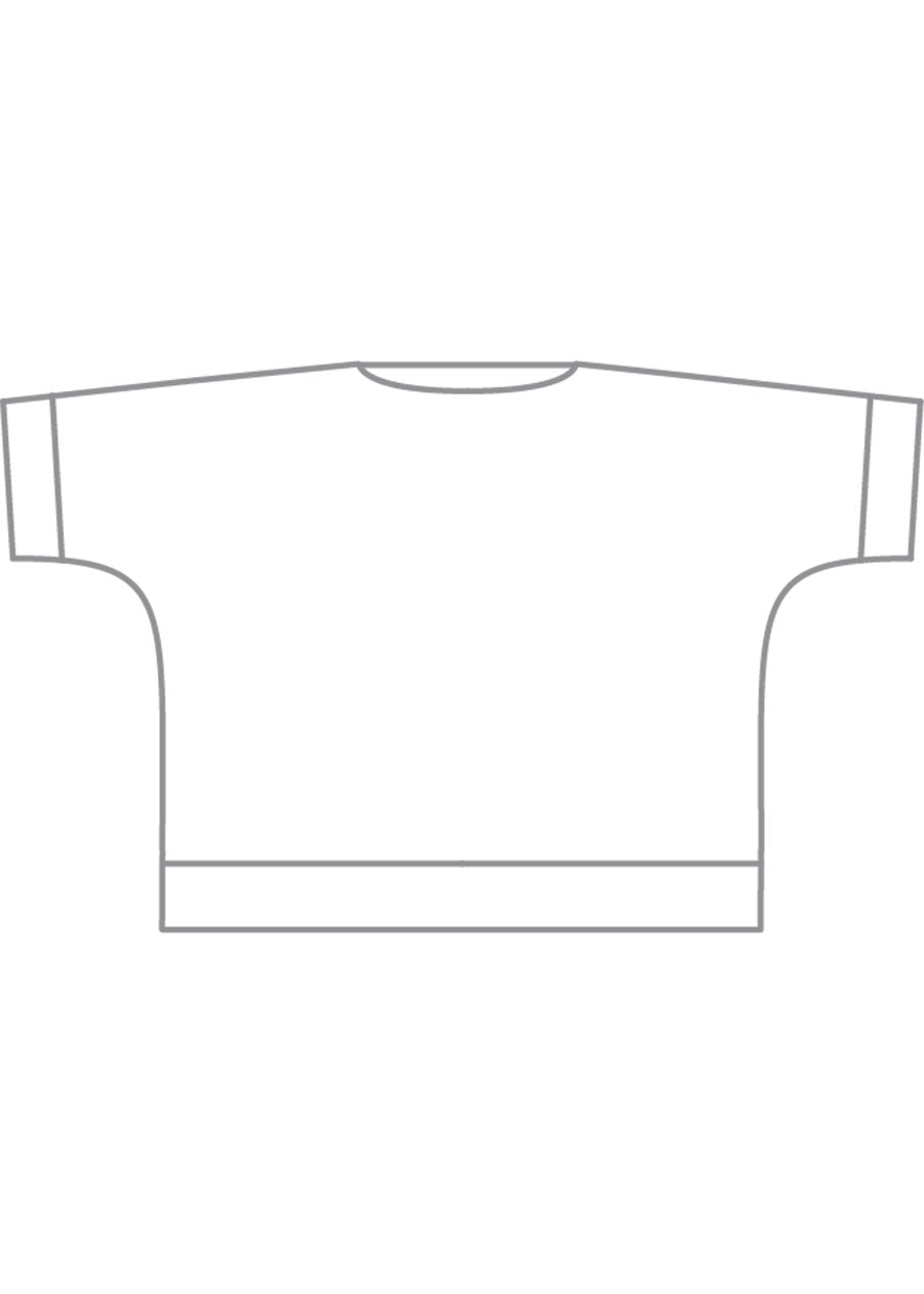 Eskandar Linen Scoop Neck 3/4 Sleeve Top With Hembands - Mid Plus