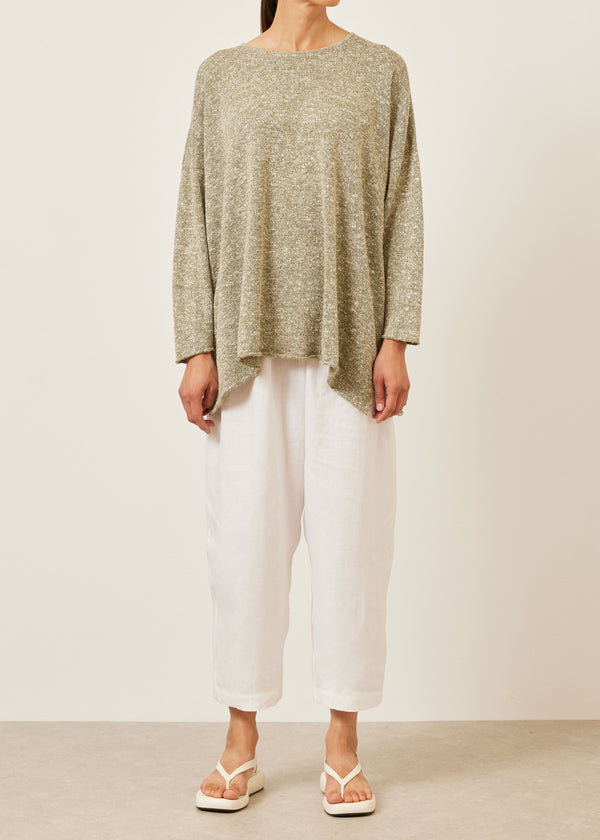 Eskandar Linen Silk Mix Bateau Neck Sweater - Mid Plus
