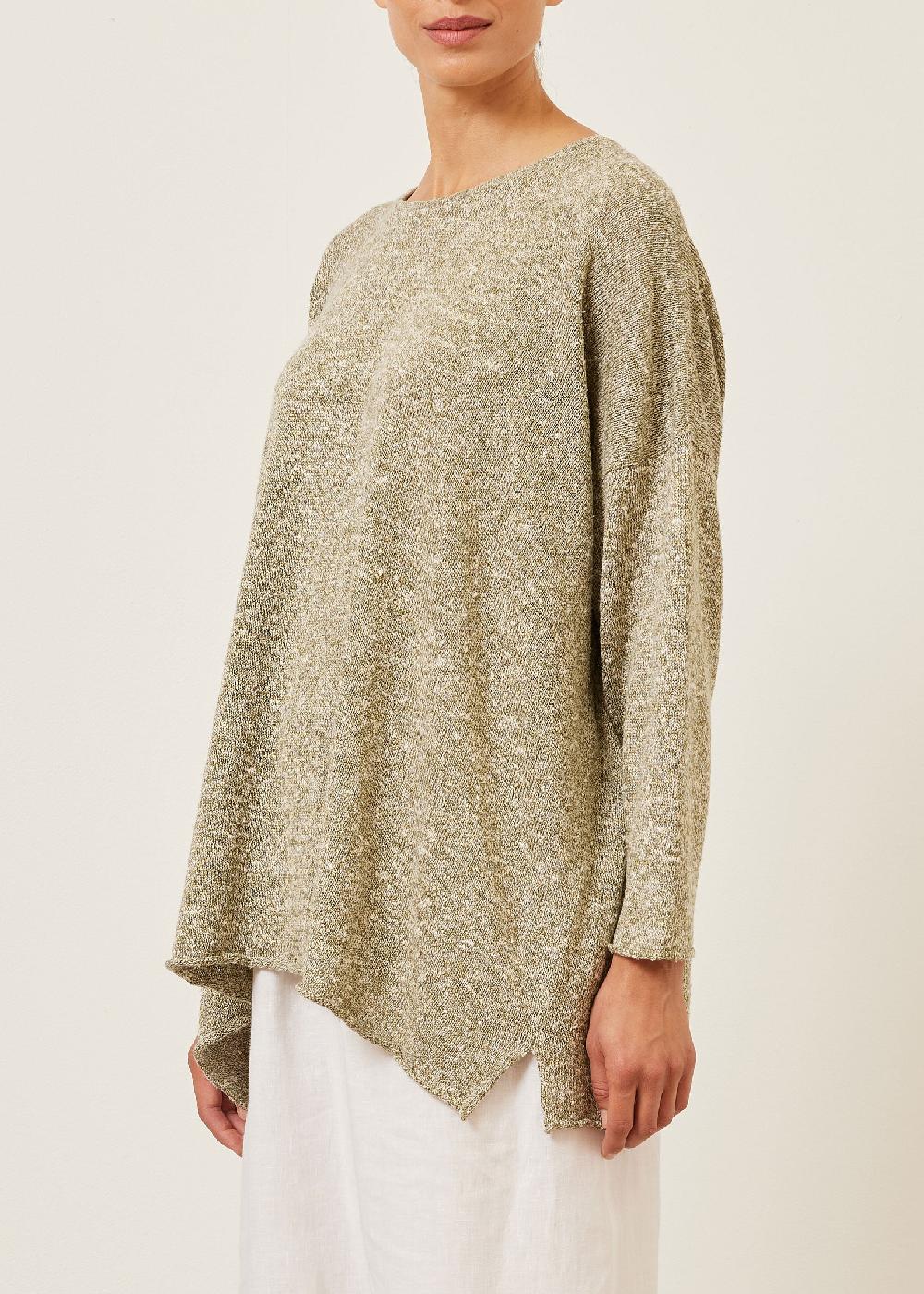 eskandar linen silk mix bateau neck sweater - mid plus