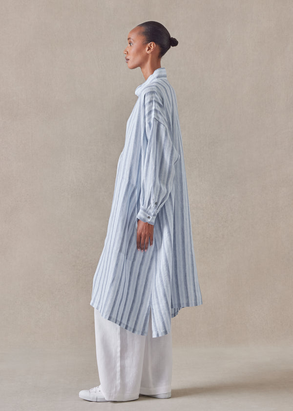 Eskandar Linen Wide A-line Artists Smock Dress With Collar
