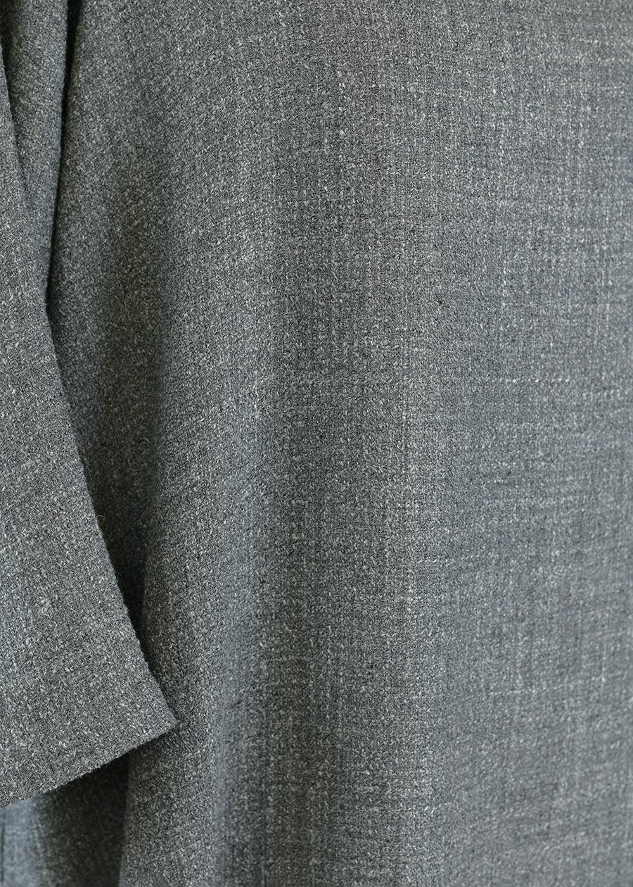 Eskandar Linen Wool Mix 3/4 Sleeve Wide A-line Scoop Neck Dress - 3/4 Length (lined)