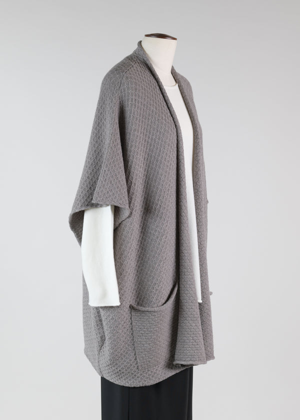 Eskandar Merino Wide Rolling Front Tabard - Long Plus