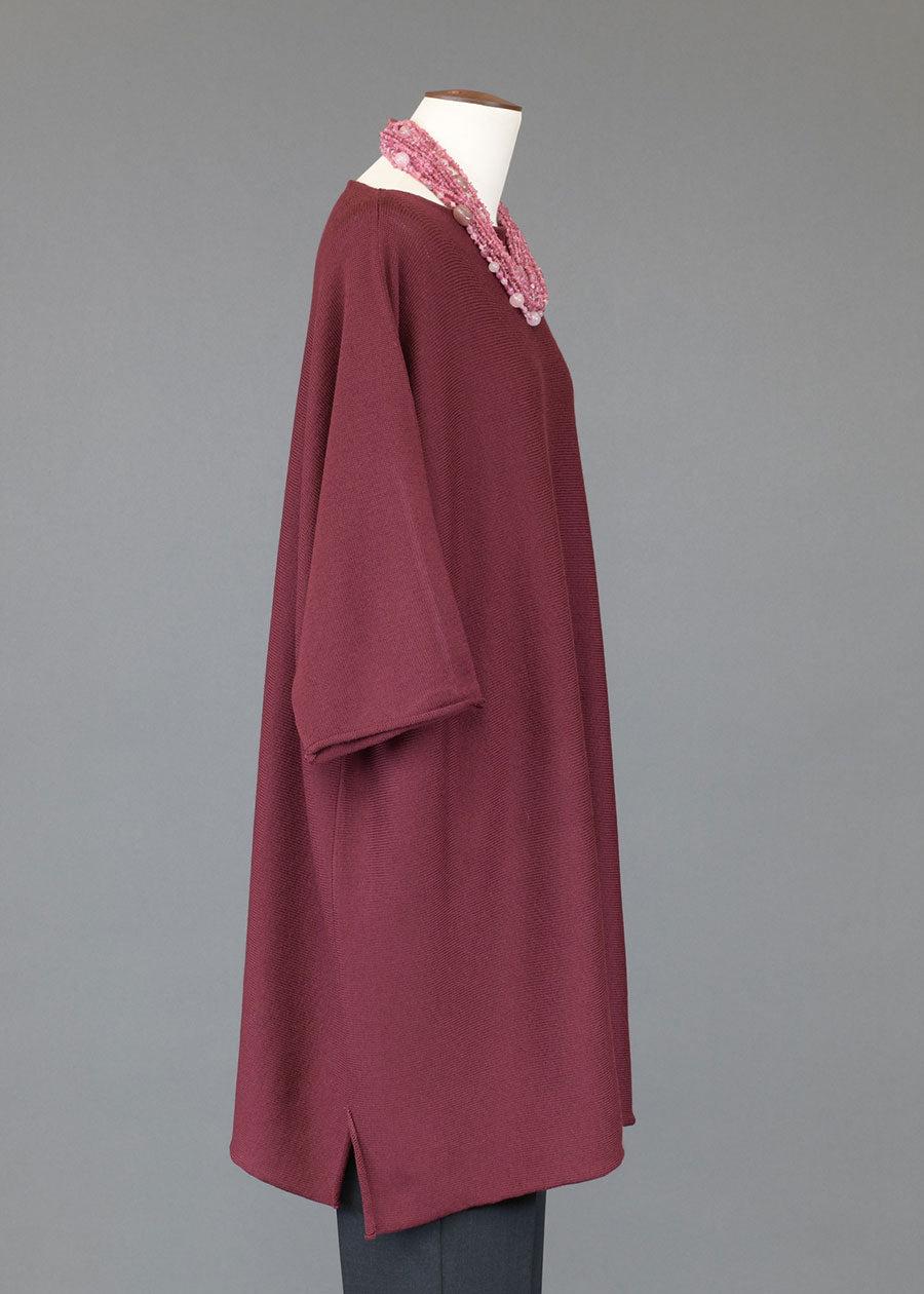 Eskandar Merino Wool Sideways Knitted Square Short Sleeve Top - Long Plus