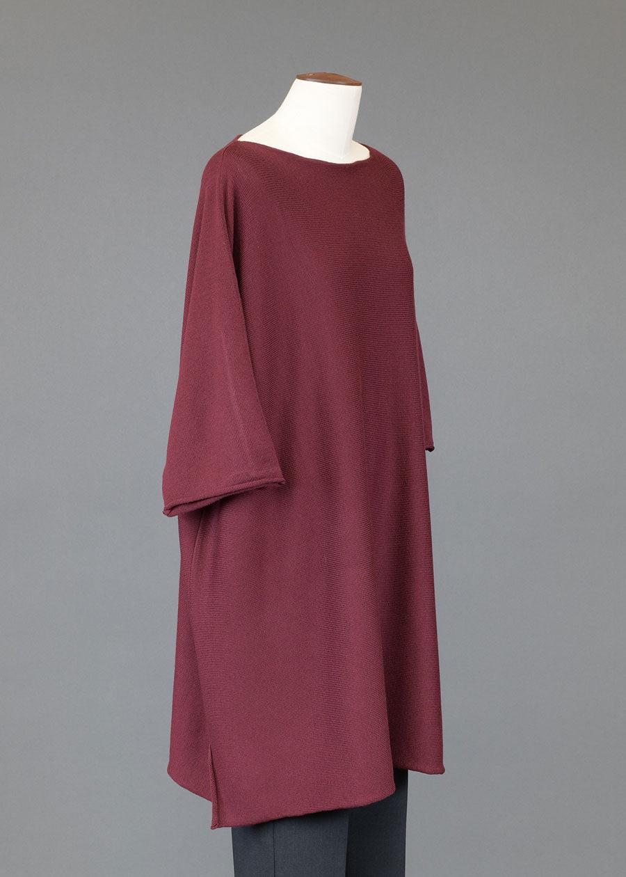 eskandar merino wool sideways knitted square short sleeve top - long plus