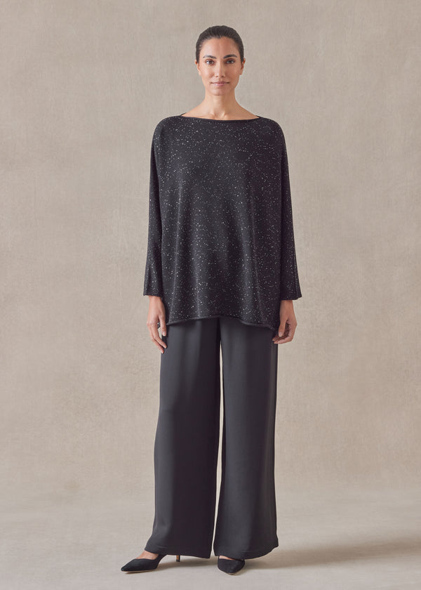 eskandar paillettes slim sleeve sideways knitted sweater - mid plus