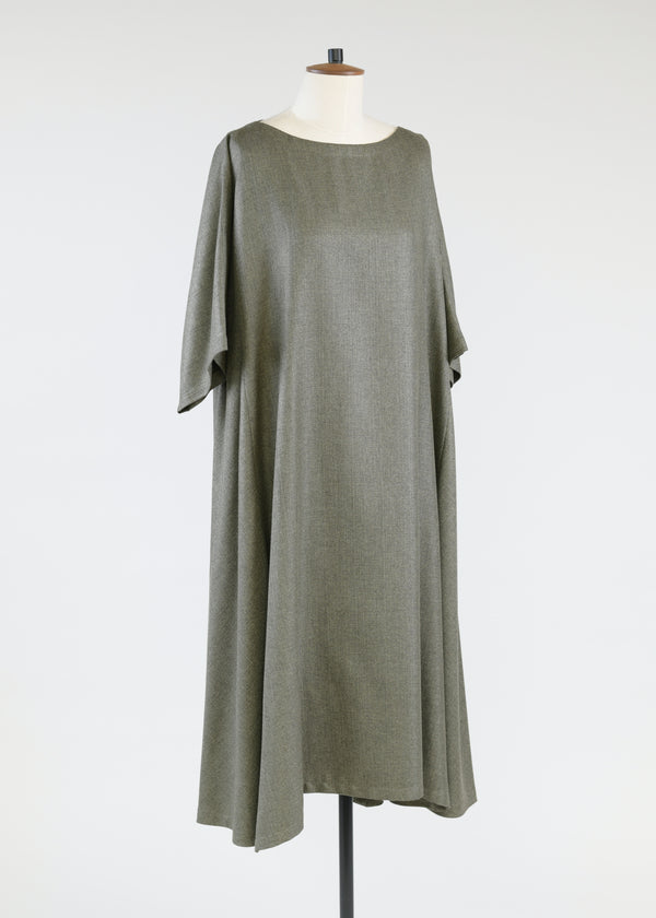 eskandar scoop neck t-shirt dress w/bias side panel