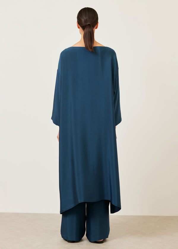 Eskandar Silk 3/4 Sleeve Wide A-line Scoop Neck Dress - Full Length