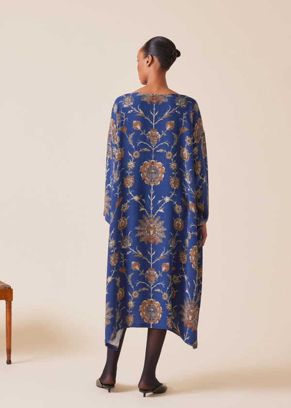 Eskandar Silk 3/4 Sleeve Wide A-line Scoop Neck Dress