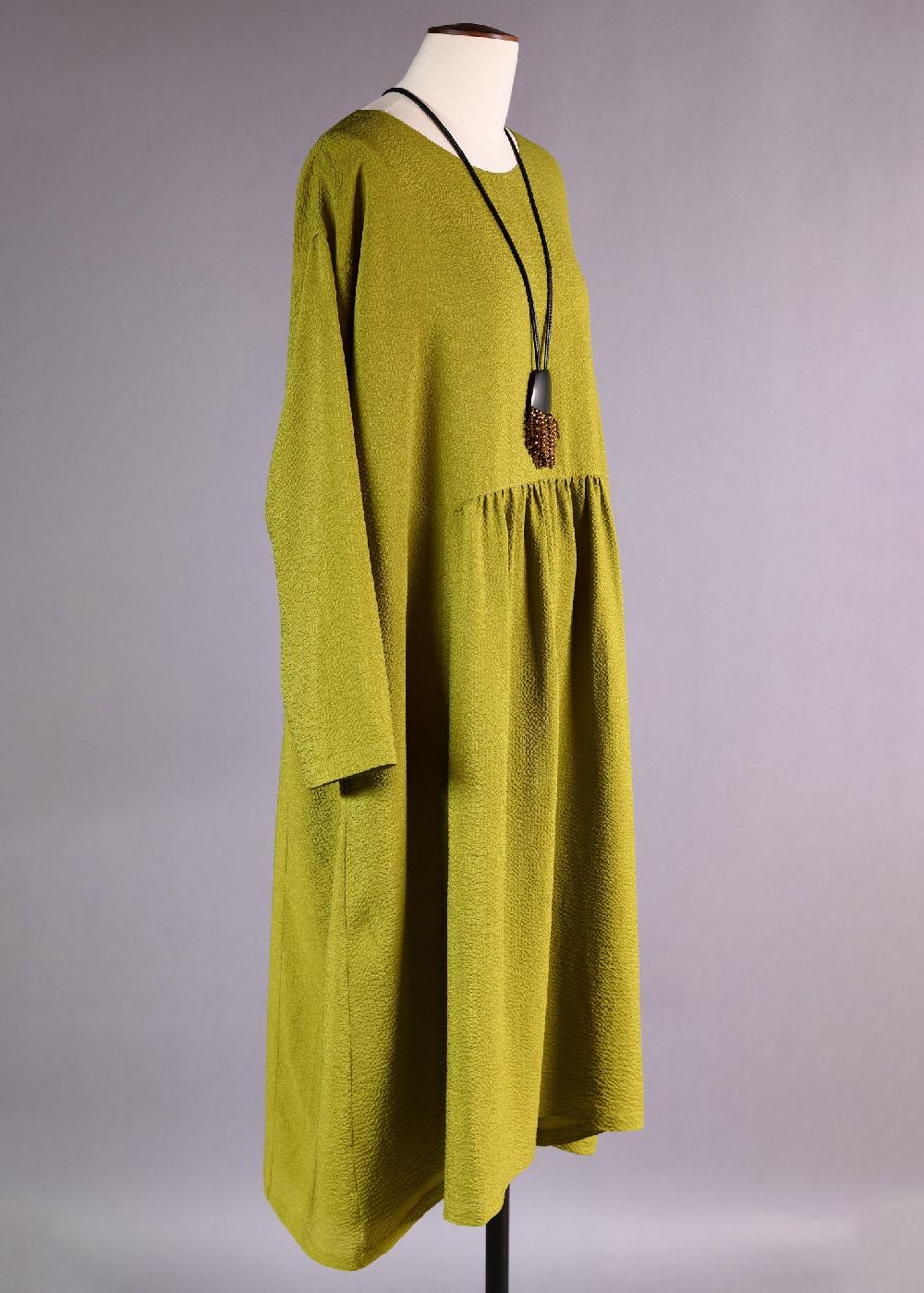 eskandar silk a-line round neck dress with 'pleated panels'