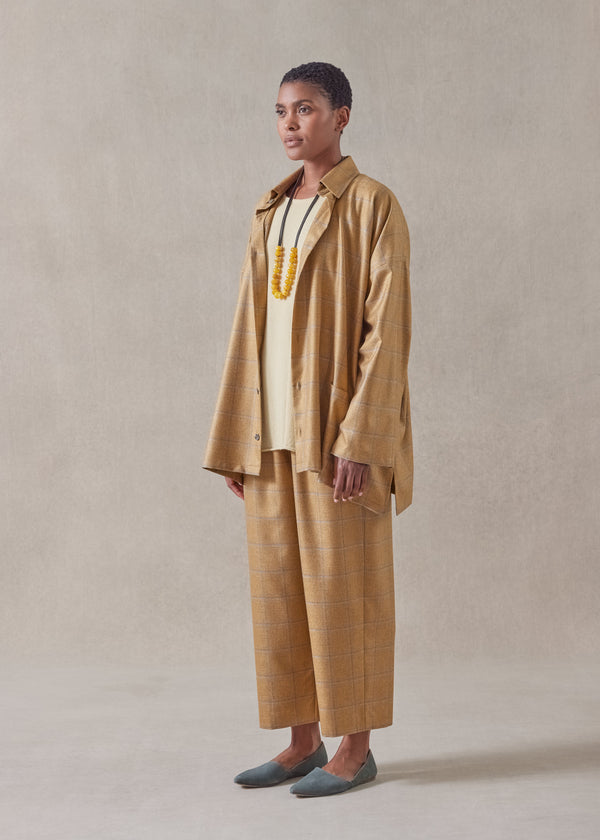 Eskandar Silk Cashmere Wide A-line Shirt Jacket With Collar - Long