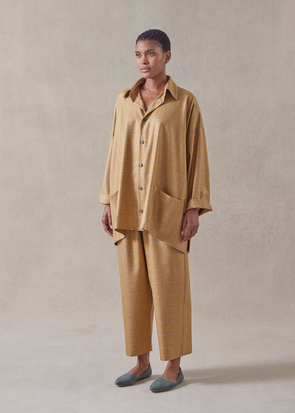 Eskandar Silk Cashmere Wide A-line Shirt Jacket With Collar - Long