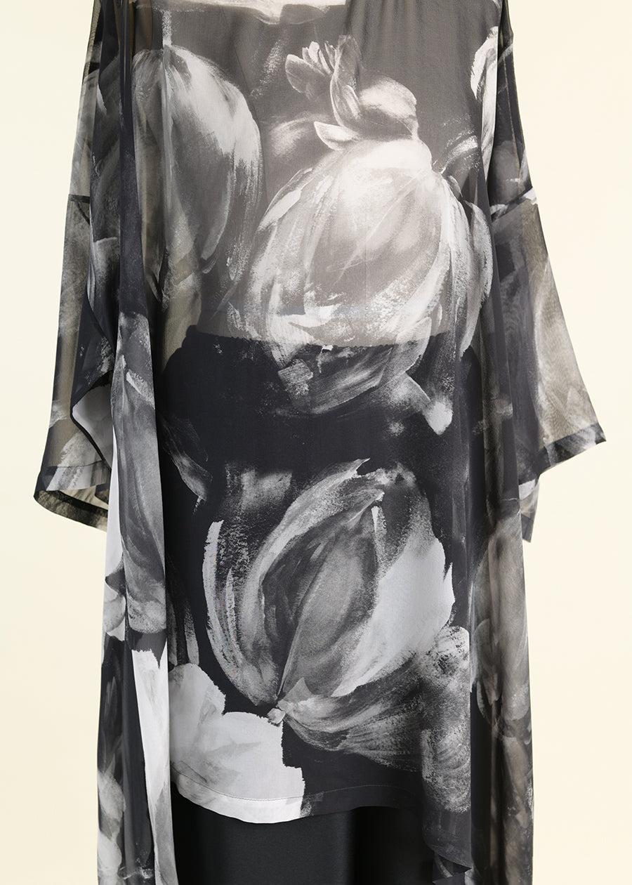 Eskandar Silk Dps Scoop Neck 3/4 Sleeve Top - Long Plus