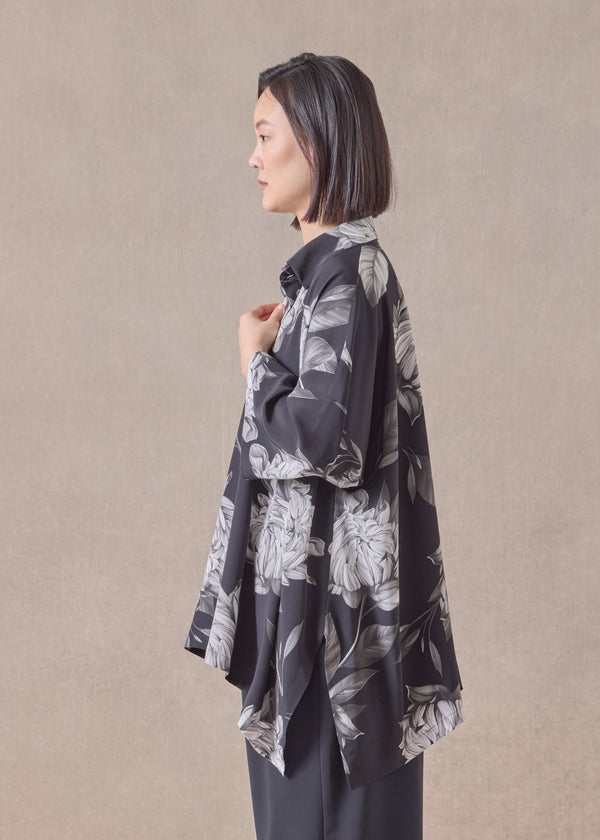 Eskandar Silk Dps Short Sleeve Shirt With Collar - Mid Plus