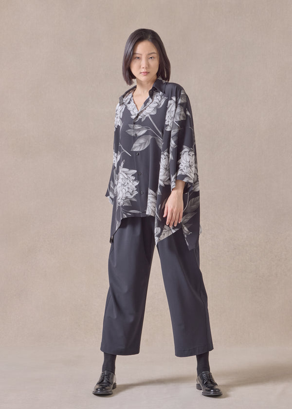 eskandar silk dps short sleeve shirt with collar - mid plus