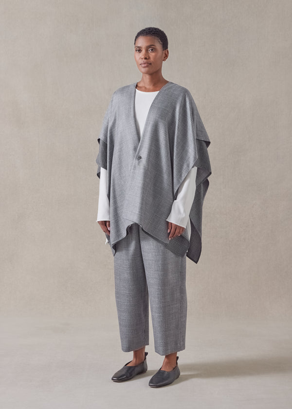 Eskandar Silk Linen Wool Mix Double Layer Blanket Tabard - Long