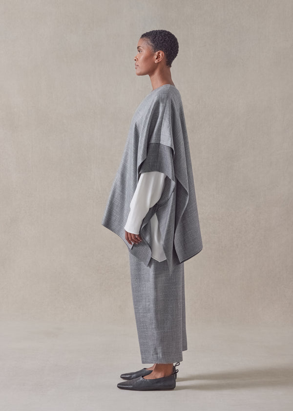 Eskandar Silk Linen Wool Mix Double Layer Blanket Tabard - Long