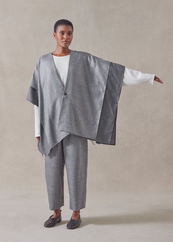 Eskandar Silk Linen Wool Mix Double Layer Blanket Tabard - Long
