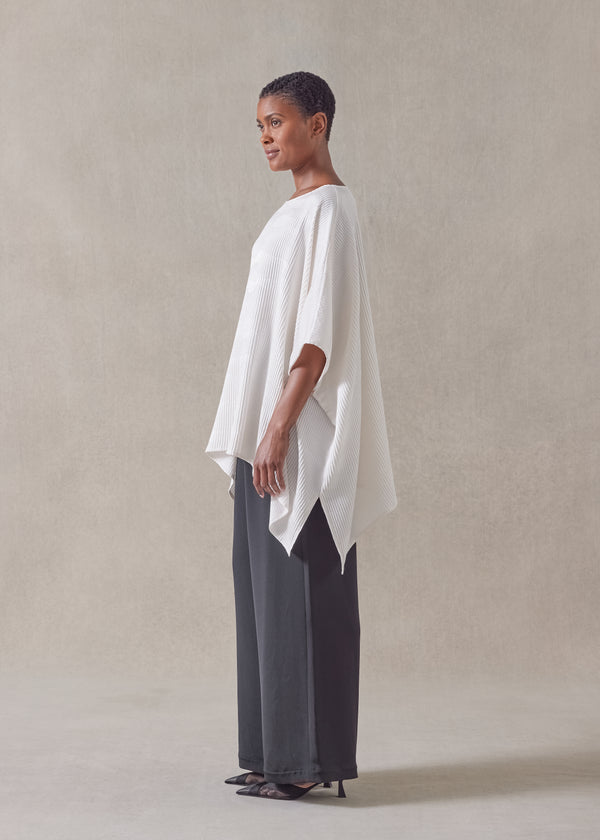 Eskandar Silk Longer Back Scoop Neck Kaftan Shirt - Mid Plus