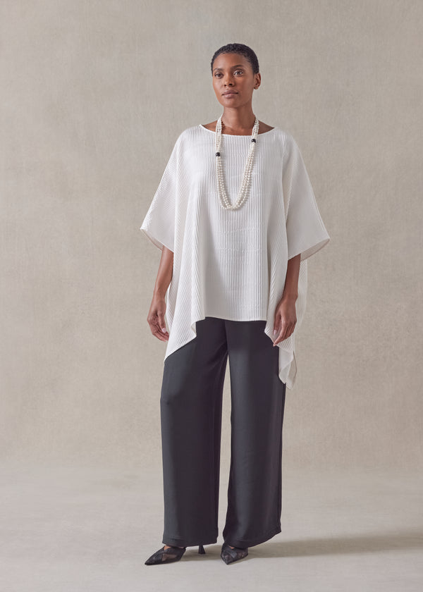 eskandar silk longer back scoop neck kaftan shirt - mid plus