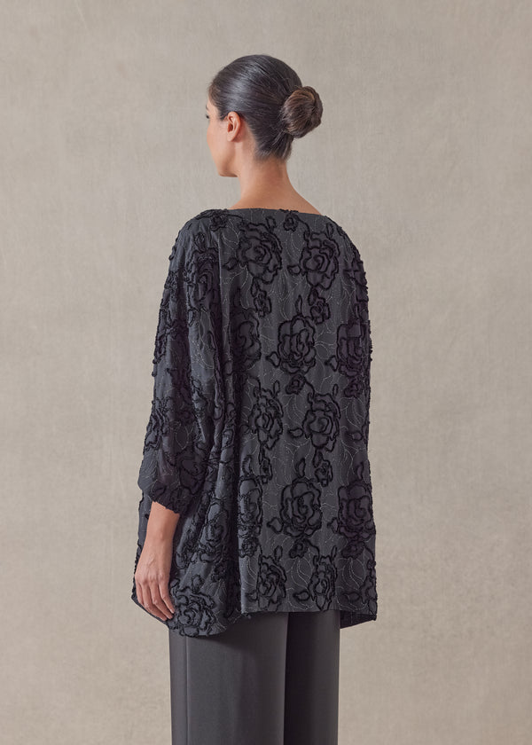 Eskandar Silk Mix 3/4 Sleeve Bateau Neck Tunic - Long