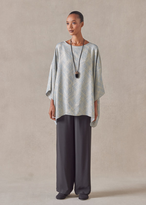 eskandar silk mix 3/4 sleeve bateau neck tunic - long