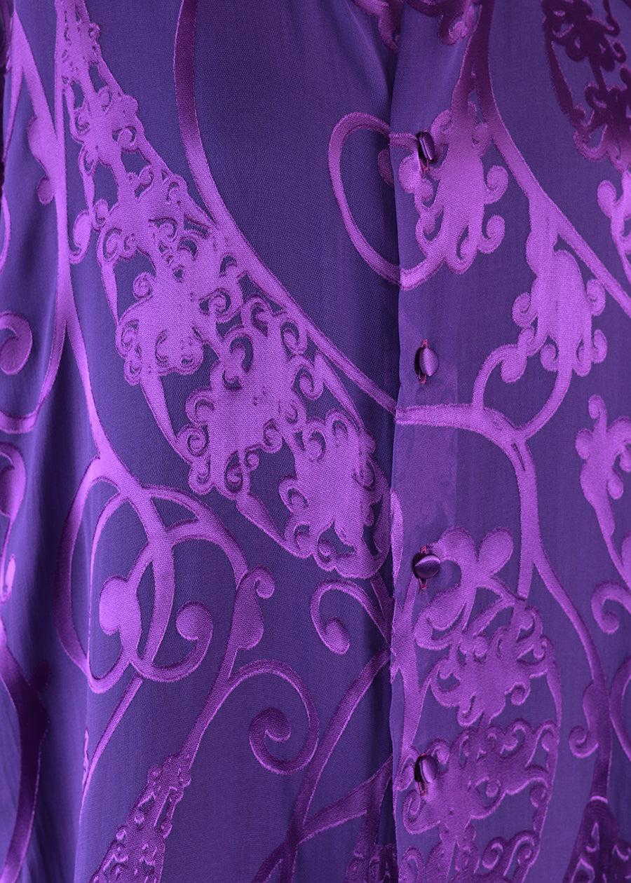 Eskandar Silk Mix Wide Collarlarless Shirt - Very Long With Slits